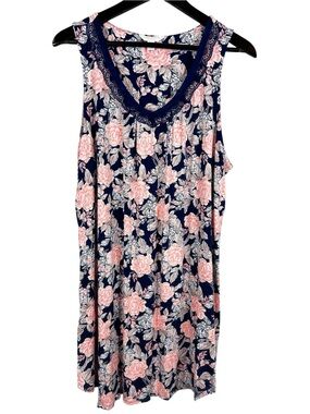 Charter Club Painterly Floral Sleeveless Nightgown Size 1X